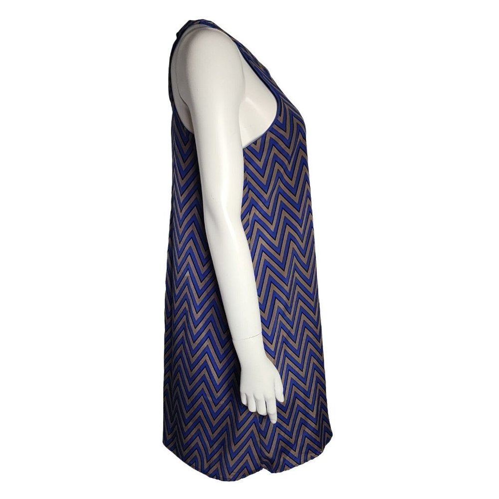 NWT FRANCESCAS DINA BE Blue Brown Chevron Pattern Dress Womens Size M Medium‎ - Picture 4 of 8